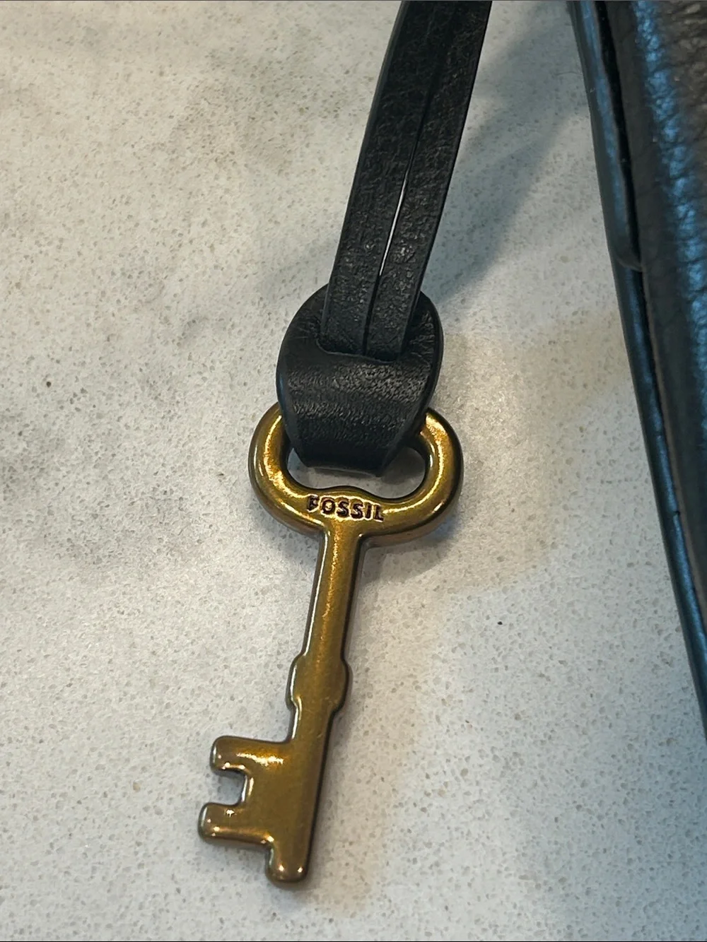 Fossil Emi Leather Tassel Crossbody Black Saddle Bag